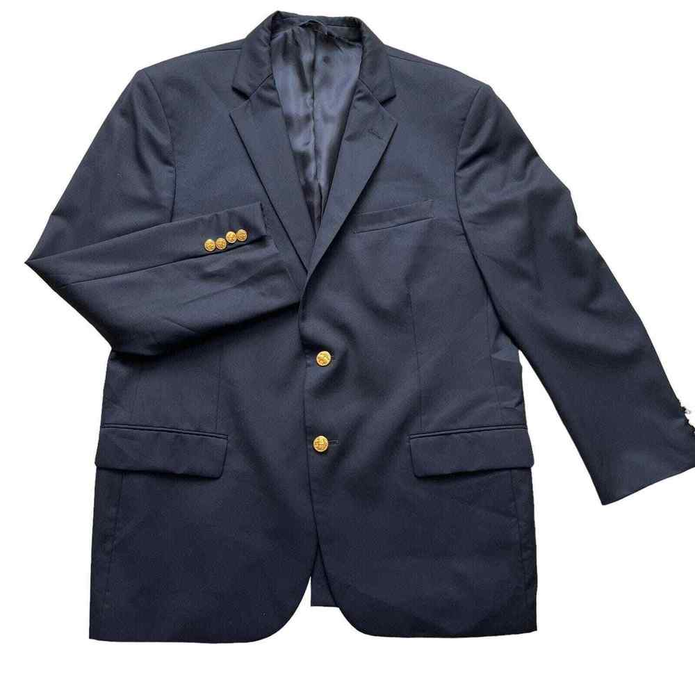 Brooks Brothers 100% Wool Navy Blue Suit Jacket Blazer 44R Madison Fit